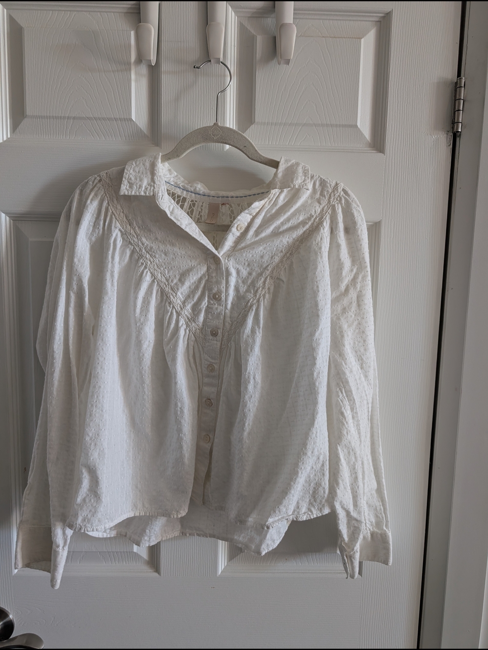 Pilcro By Anthropologie White Button-Front Cottagecore Blouse